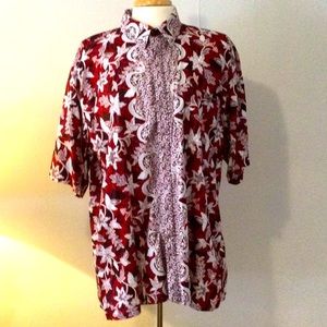 Sunan Hawaiian Collared Frt Pkt Button  Front Mens Shirt Sz 7L. See Measurements